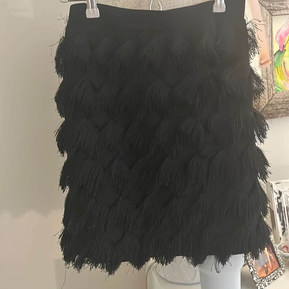 New with tags Zara fringe black mini skirt